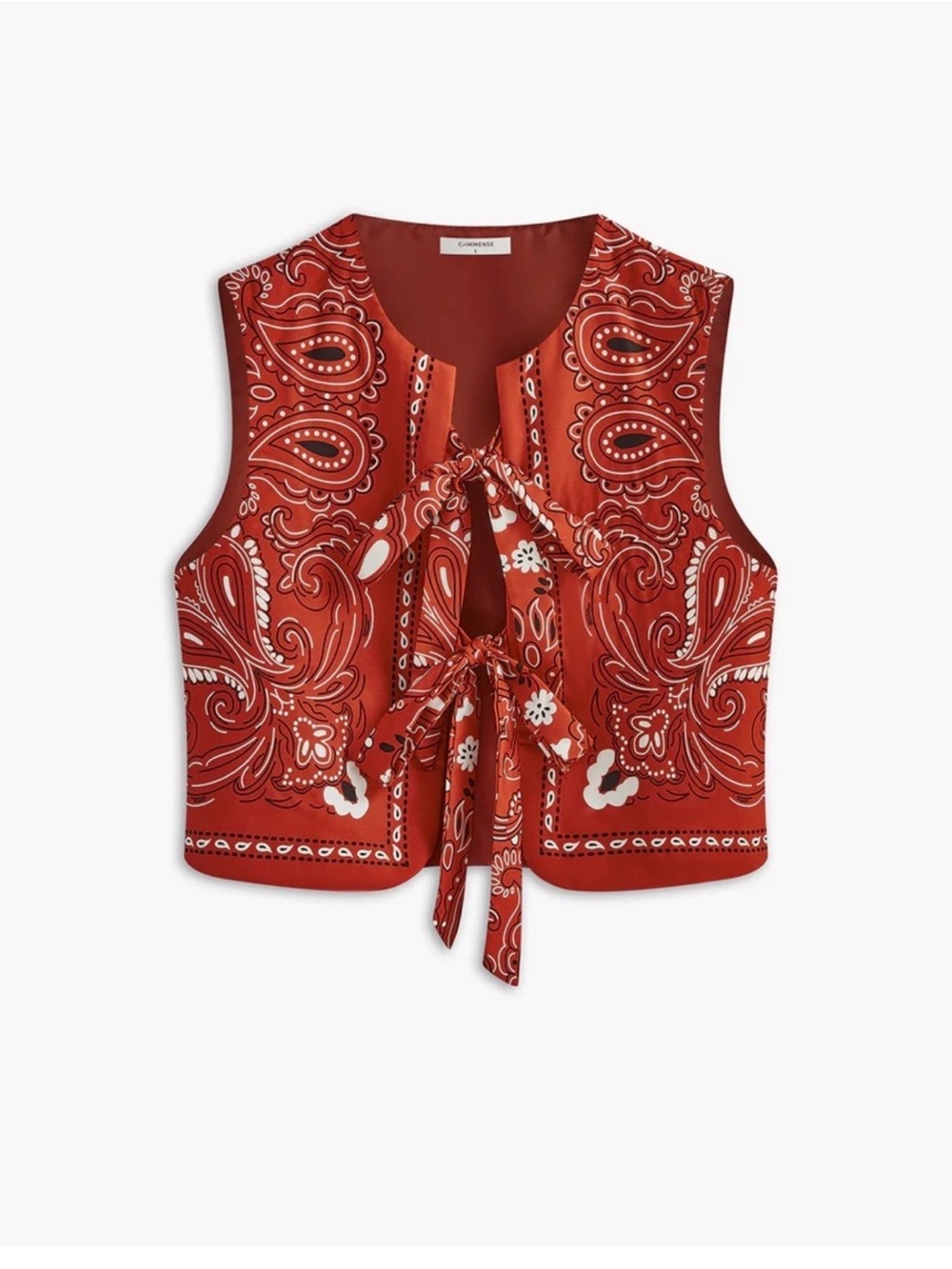 Commense Paisley Printed Tie Front Vest